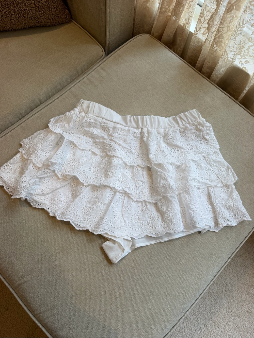 Cider White Eyelet Ruffle Skort